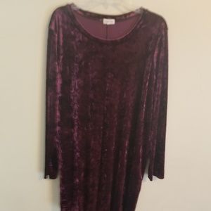 Sweet Pea Long Sleeve Maroon Velour 2XL Dress